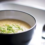 My low-cal, hearty, filling, vegan leek and potato soup is a simple, yet delicious winter warmer. And ideal for those of us on the 5:2 Fast Diet! | yumsome.com