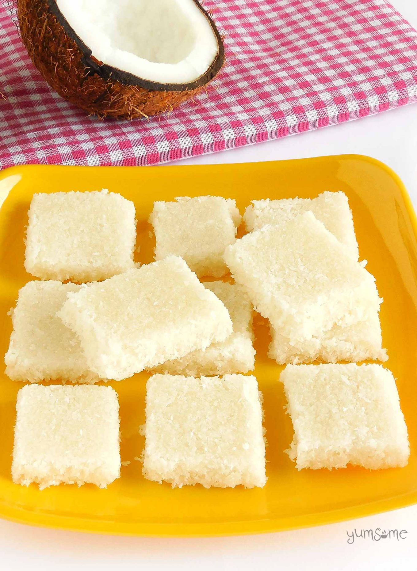 My vegan coconut burfi is super-easy to make but do be warned though, it’s incredibly more-ish! | yumsome.com