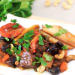 Deelish and comforting, my vegan Seitan and Prune Tagine with Cashews takes just 35 minutes to cook! | yumsome.com