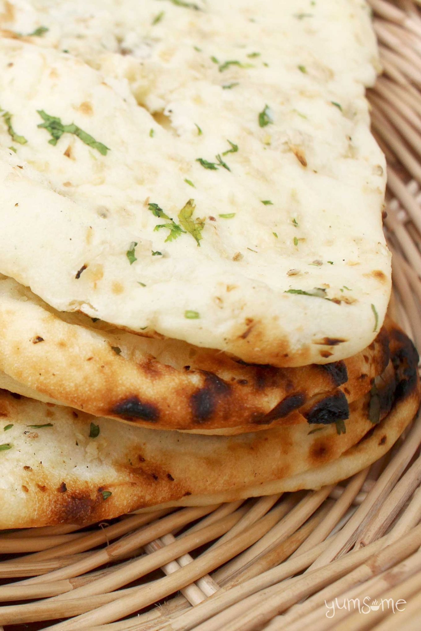 This naan is soft and pillowy, with just the right degree of chewiness. If you love the naan you have in Indian restaurants, you'll adore this! | yumsome.com