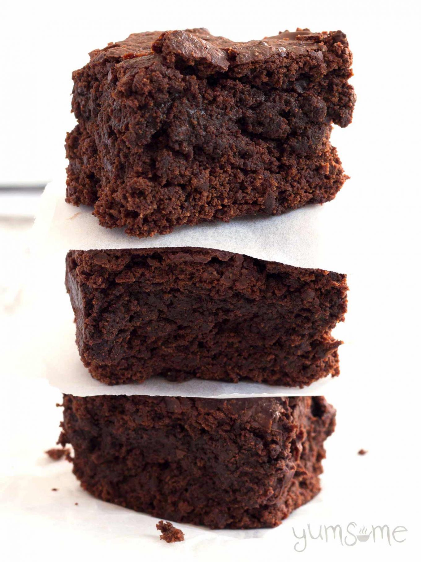 Chocolatey and rich, moist and fudgy, and made with only 10 ingredients, my perfect vegan brownies are ready in just 40 minutes. | yumsome.com