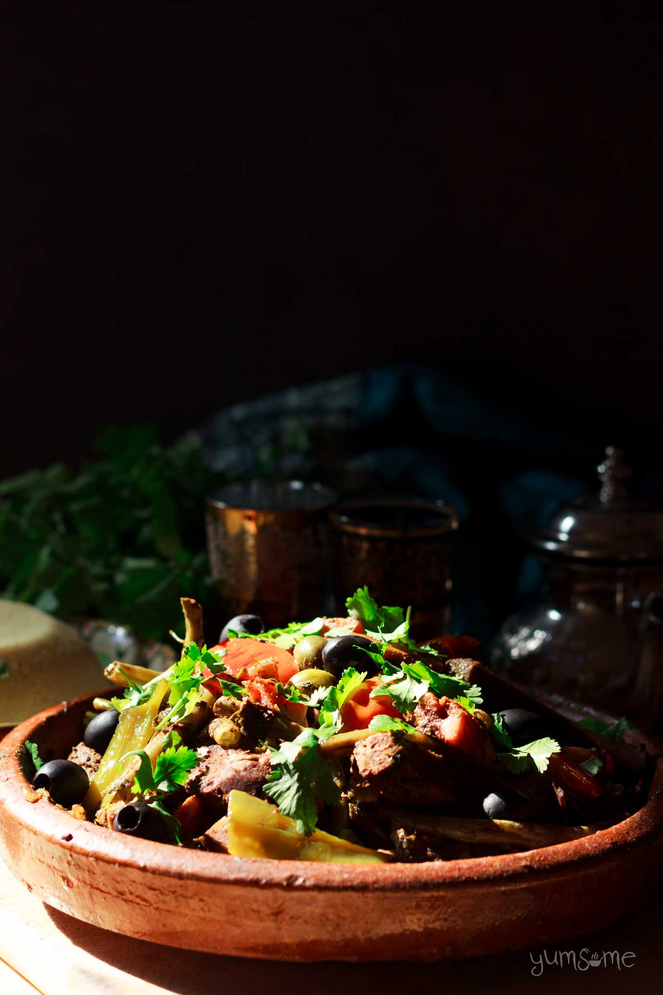 a couscous, coriander, and moroccan vegetable tagine | yumsome.com