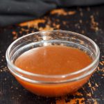 a dish of vegan miso caramel sauce | yumsome.com