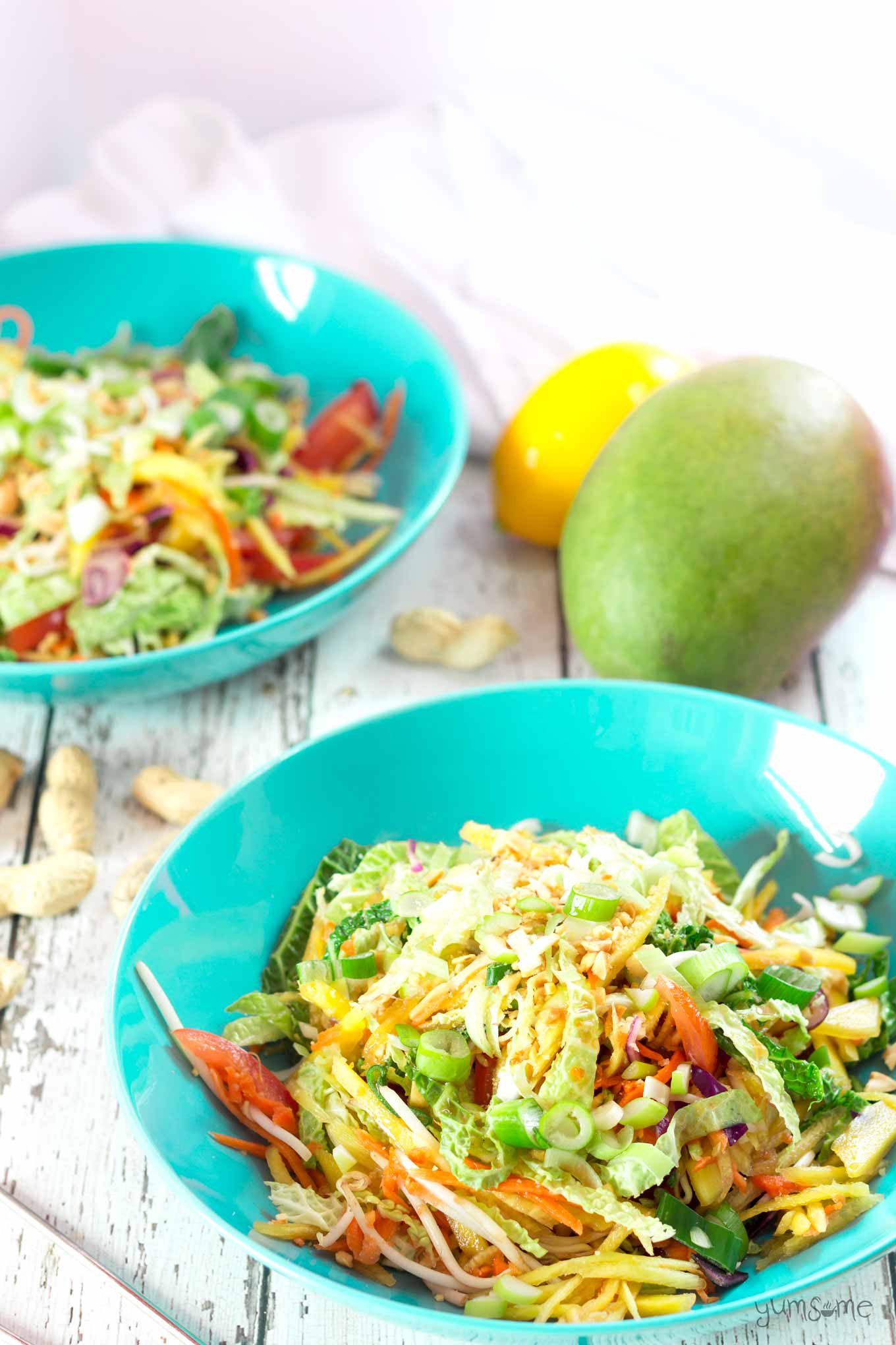 Ready in 20 mins, vegan som tam is a simple, delicious Thai salad made with crunchy vegetables dressed in a fresh and zingy hot, sour, salty, sweet sauce. | yumsome.com