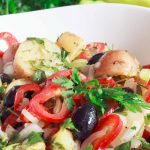 Simple and delicious, this loaded spring potato salad is bursting with veggies | yumsome.com