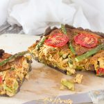 Filling and delicious gluten-free vegan asparagus and sun-dried tomato quiche. | yumsome.com