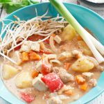 extreme close-up of vegan Thai massaman curry | yumsome.com