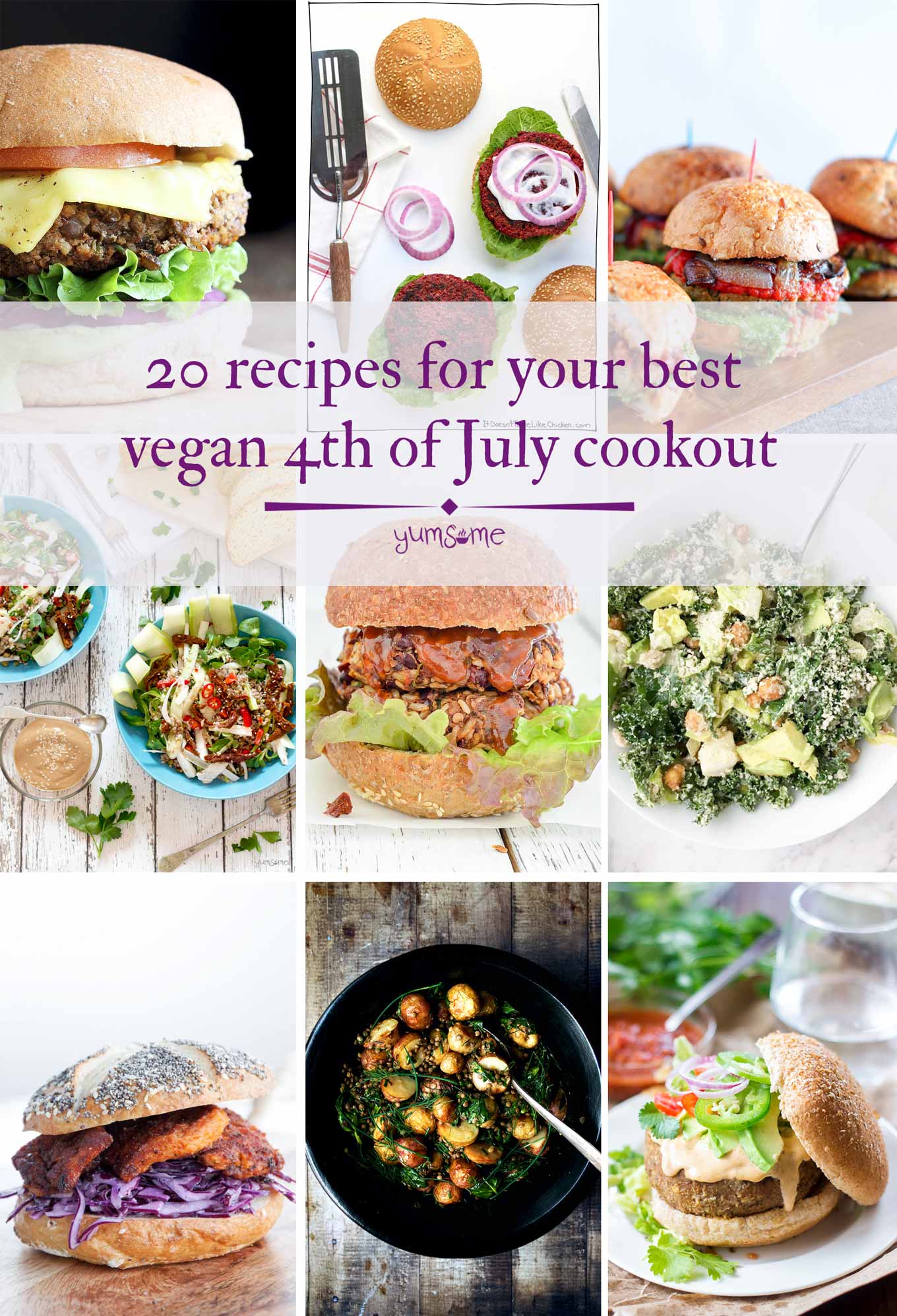 hero image: 20 recipes for your best vegan 4th of July Cookout | yumsome.com