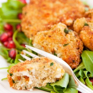 a bite of easy quinoa and cheese patties | yumsome.com