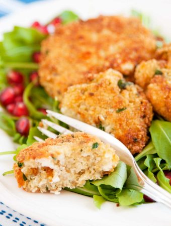 a bite of easy quinoa and cheese patties | yumsome.com