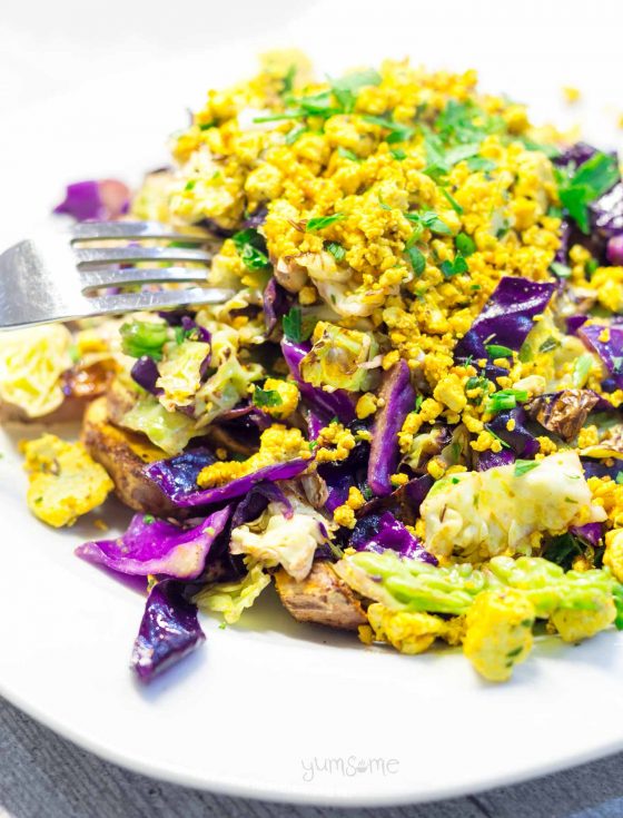 Spicy Tofu Scramble With Roasted Veggies yumsome