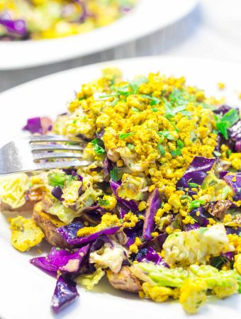 a plate of spicy tofu scramble | yumsome.com