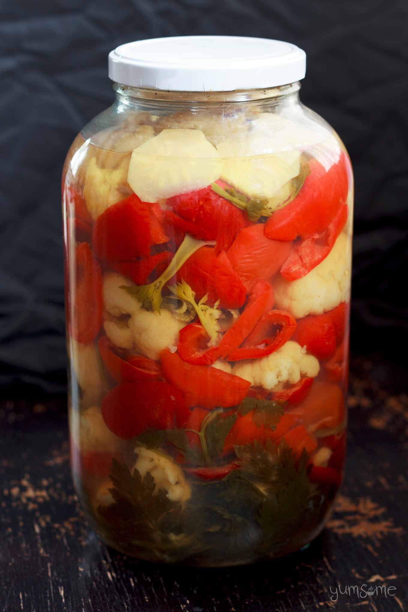 A large jar of Romanian pickles -muraturi asortate.