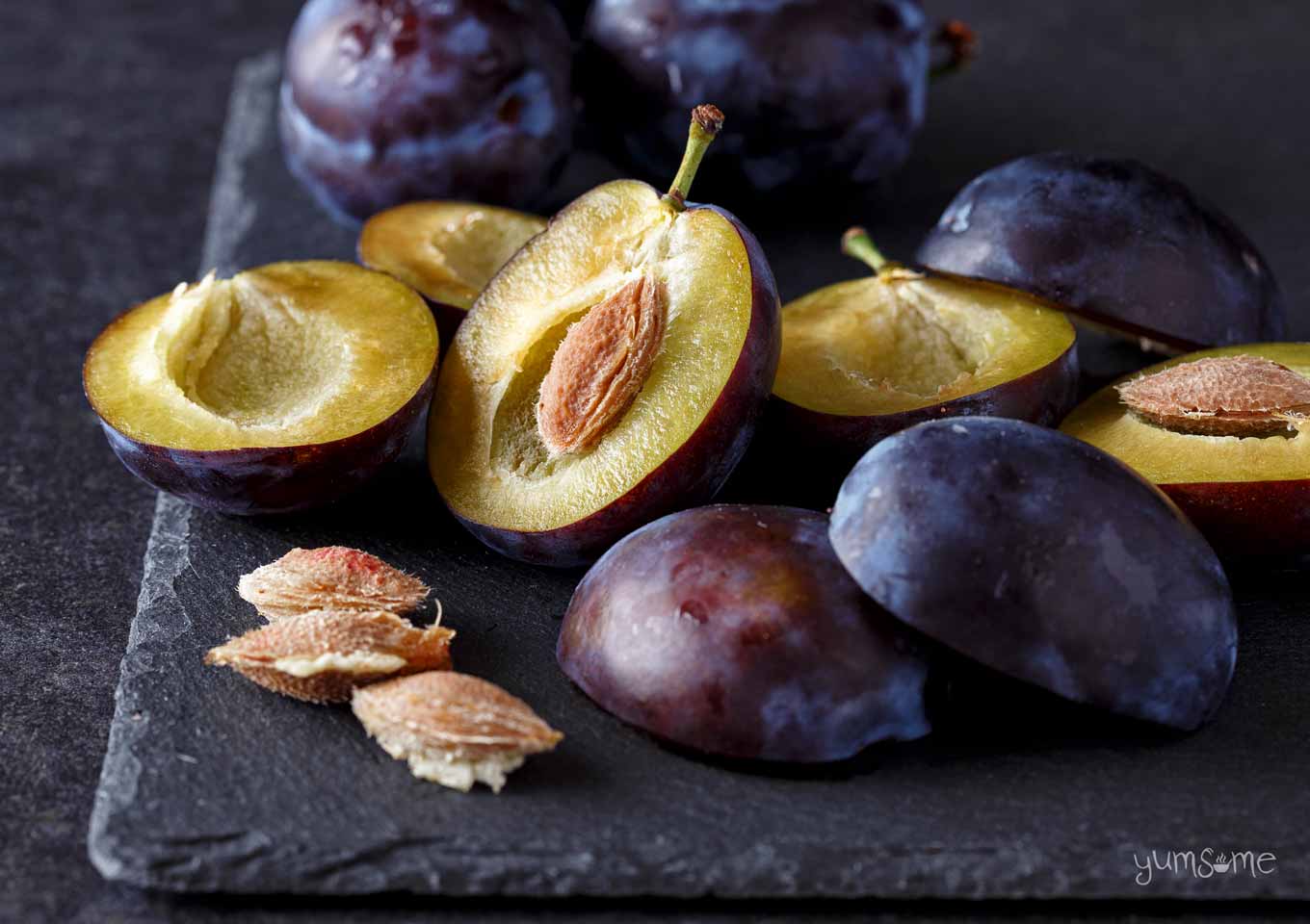 fresh plums on a slate | yumsome.com