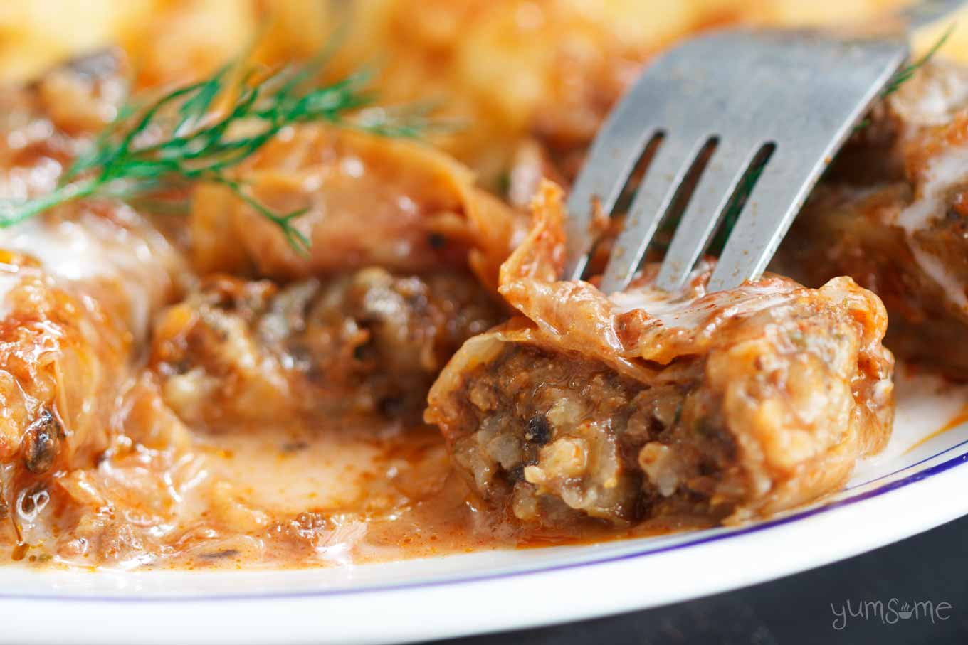 cut open cabbage rolls | yumsome.com