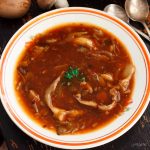 a dish of hearty vegan mushroom soup | yumsome.com