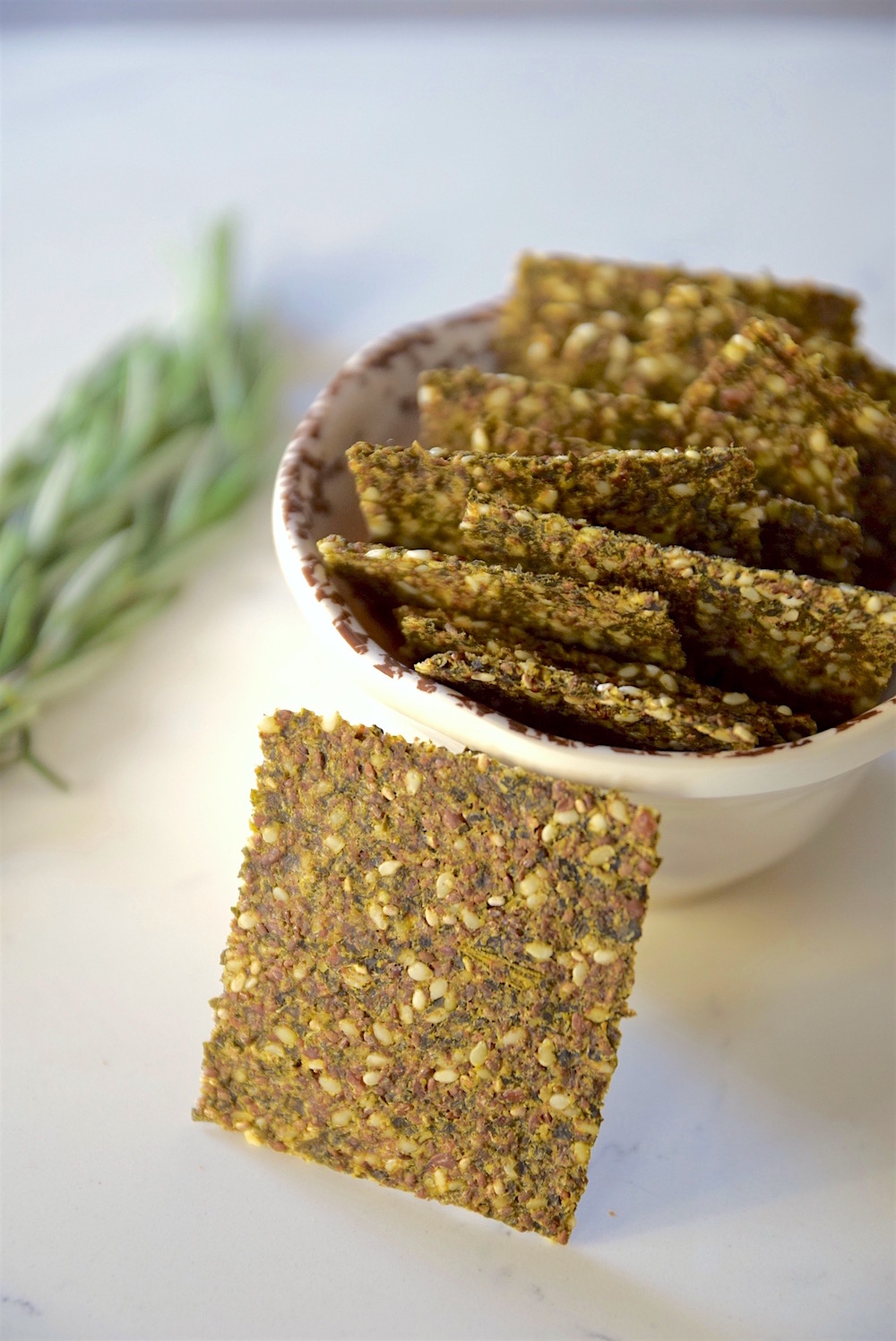 Kale Rosemary Super Seed Crackers | tastingpage.com