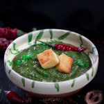 a bowl of vegan palak paneer | yumsome.com