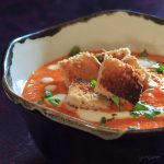 closeup of a bowl of Creamy vegan tomato bisque | yumsome.com