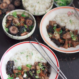 several bowls of asian-style mushrooms with ginger | yumsome.com