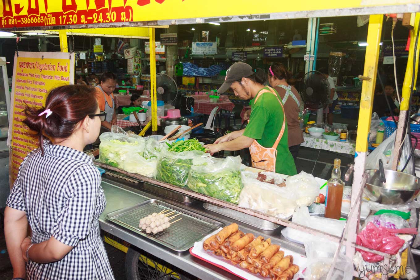 Vegan street food at Chiang Mai Gate night market.