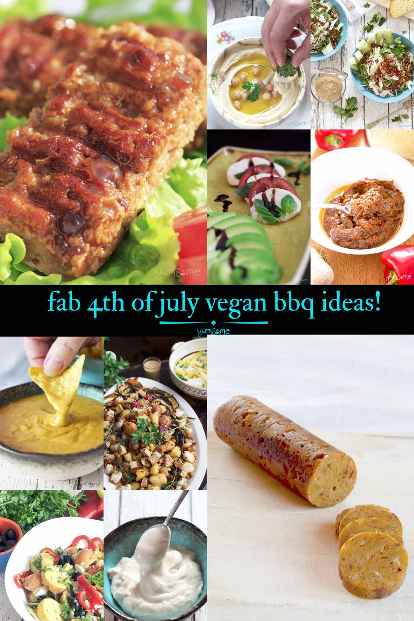 collage: 4th of july vegan bbq ideas | yumsome.com