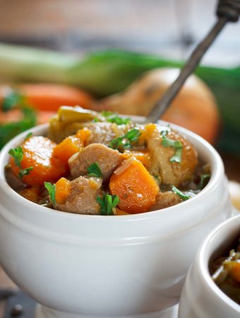 a bowl of simple vegan Irish stew | yumsome.com