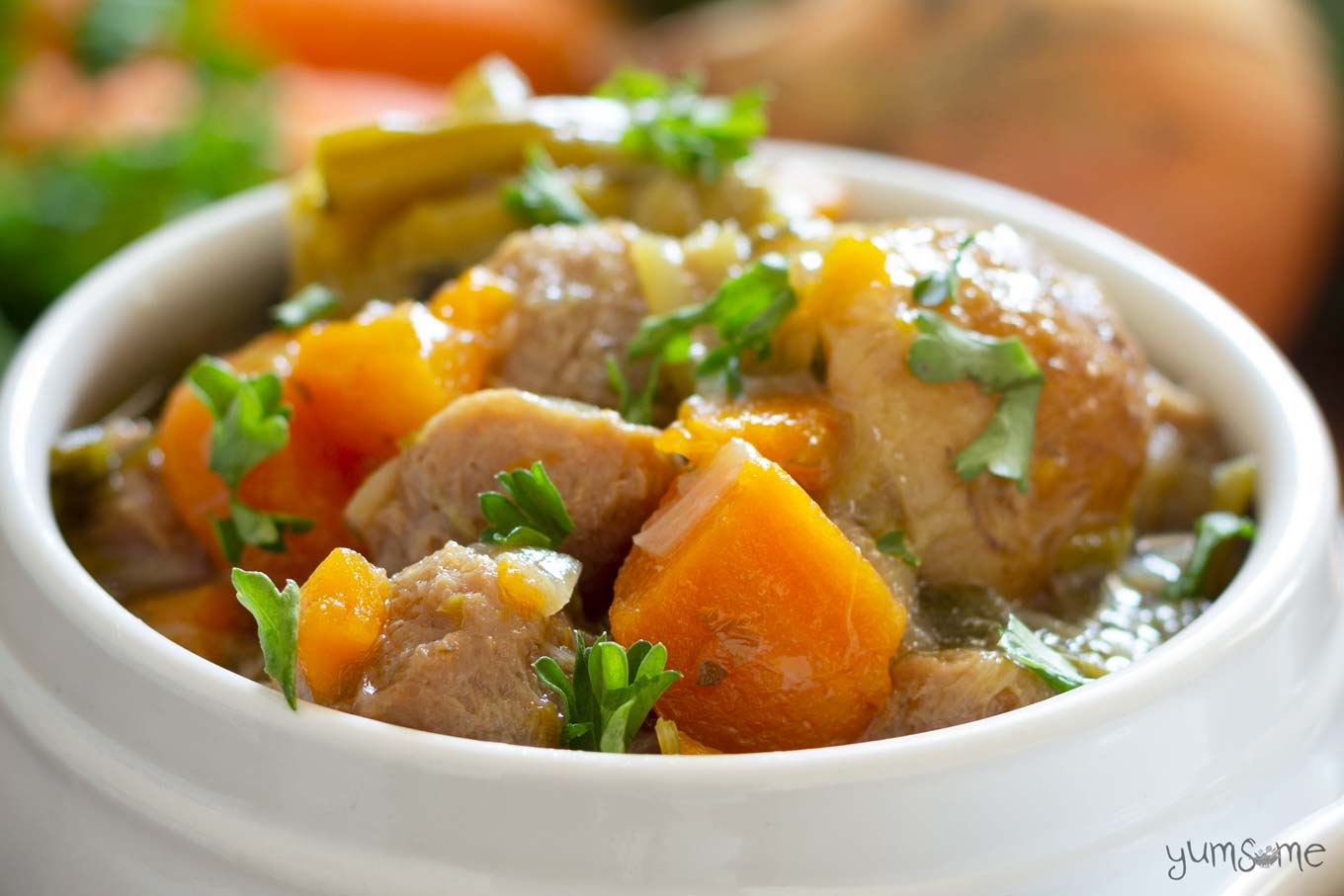 A bowl of simple vegan Irish stew.