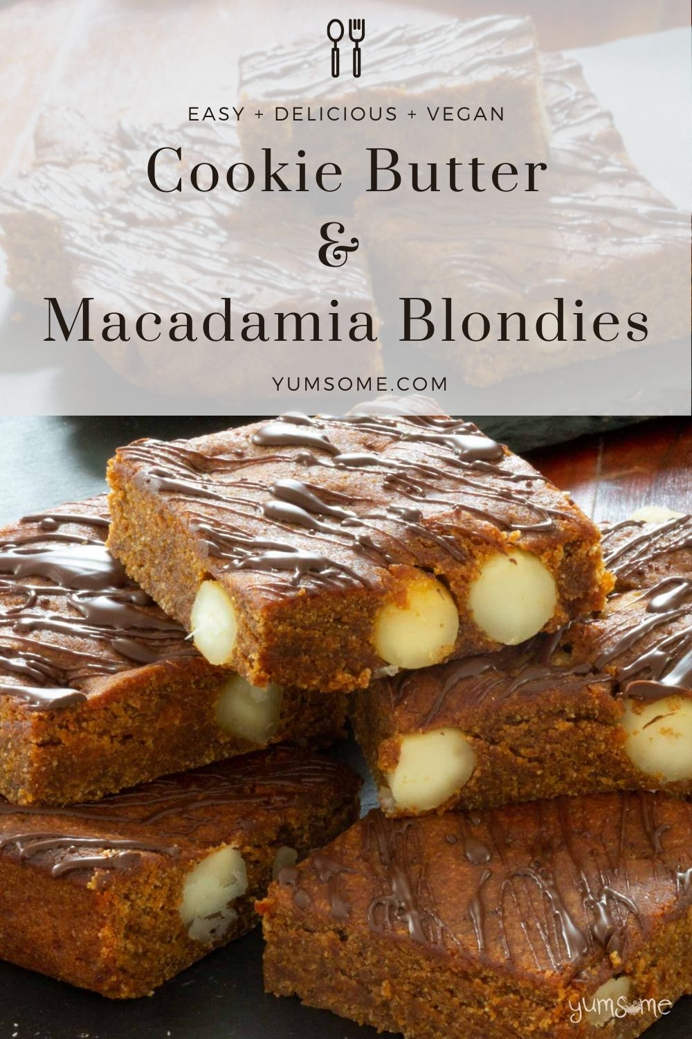Easy Cookie Butter and Macadamia Blondies (vegan)