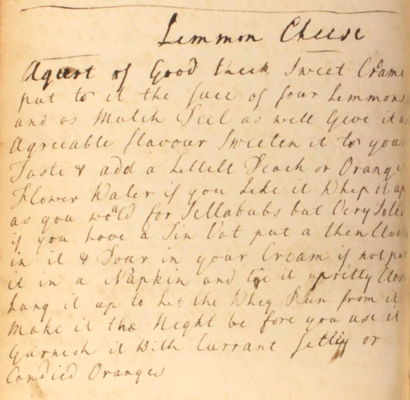 Lemon cheese recipe from  The Cookbook of Unknown Ladies.