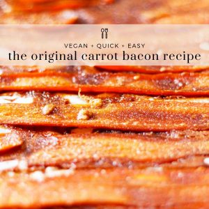 Original carrot bacon image with text overlay.