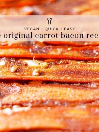 Original carrot bacon image with text overlay.