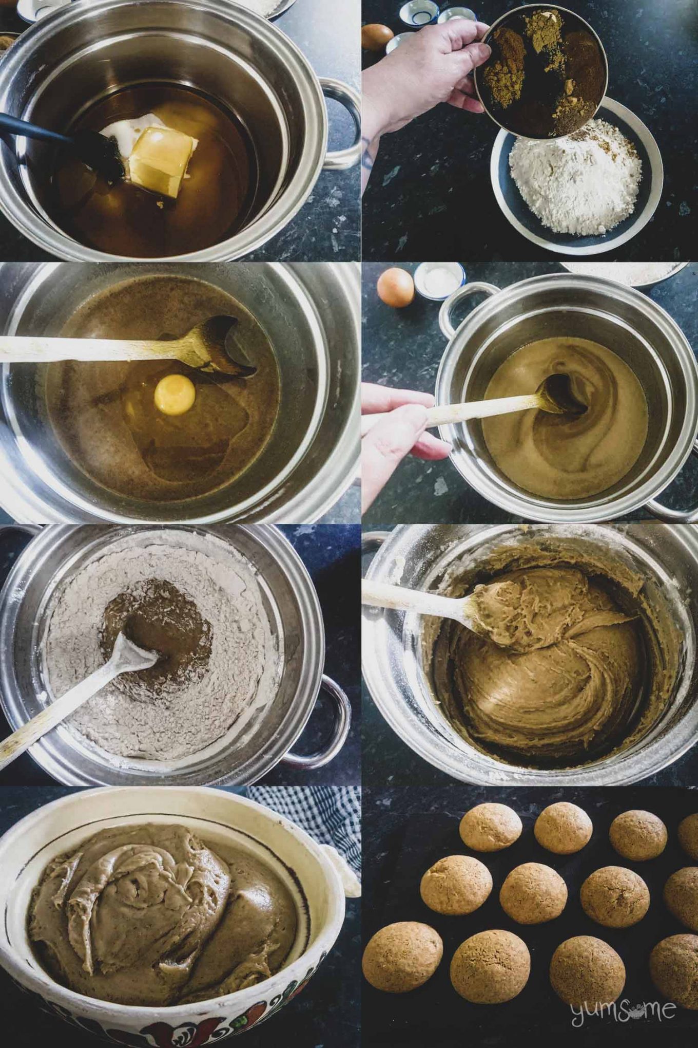 Process shots of how to make pryaniki.